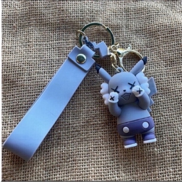 Pikachu Gray key ring Key Chain bag Charm Key fob  pendant New Cute In S… - Picture 7 of 10